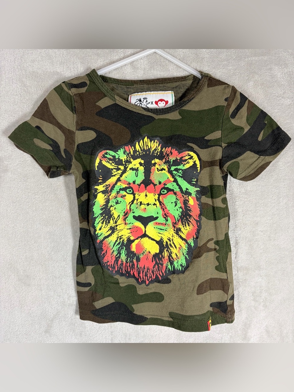 Ziggy Marley x Appaman Lion Face Graphic‎ Tshirt Kids 2T Short Sleeve Camouflage